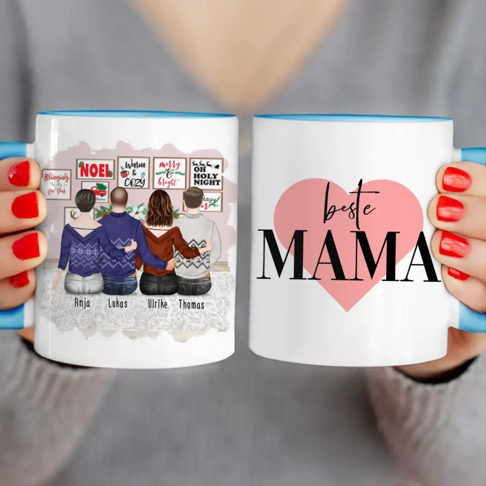 Personalisierte Tasse mit Mutter/Tochter/Sohn (1 Tochter + 2 Söhne) - Weihnachtstasse