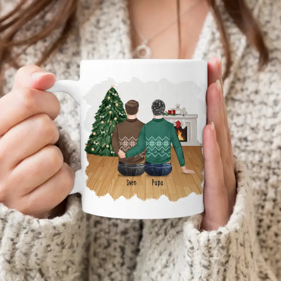 Personalisierte Tasse mit Vater/Sohn (1 Sohn) - Weihnachtstasse