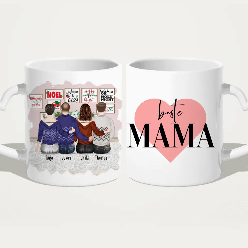 Personalisierte Tasse mit Mutter/Tochter/Sohn (1 Tochter + 2 Söhne) - Weihnachtstasse