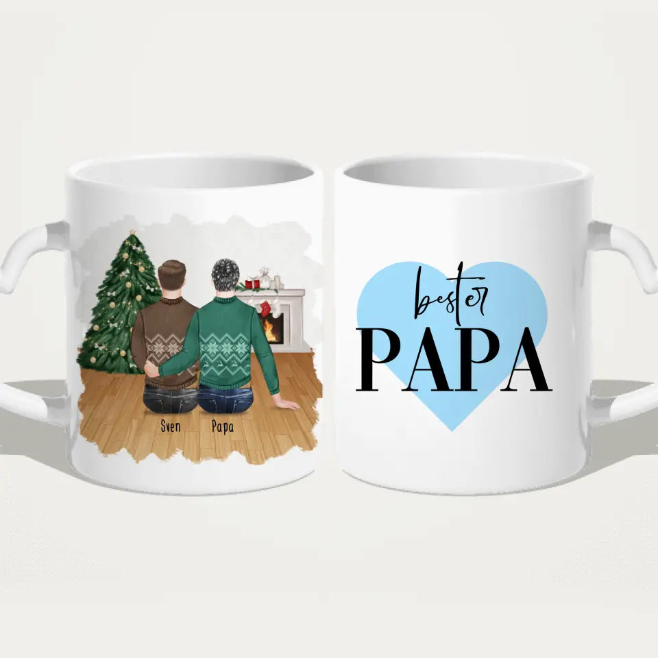 Personalisierte Tasse mit Vater/Sohn (1 Sohn) - Weihnachtstasse