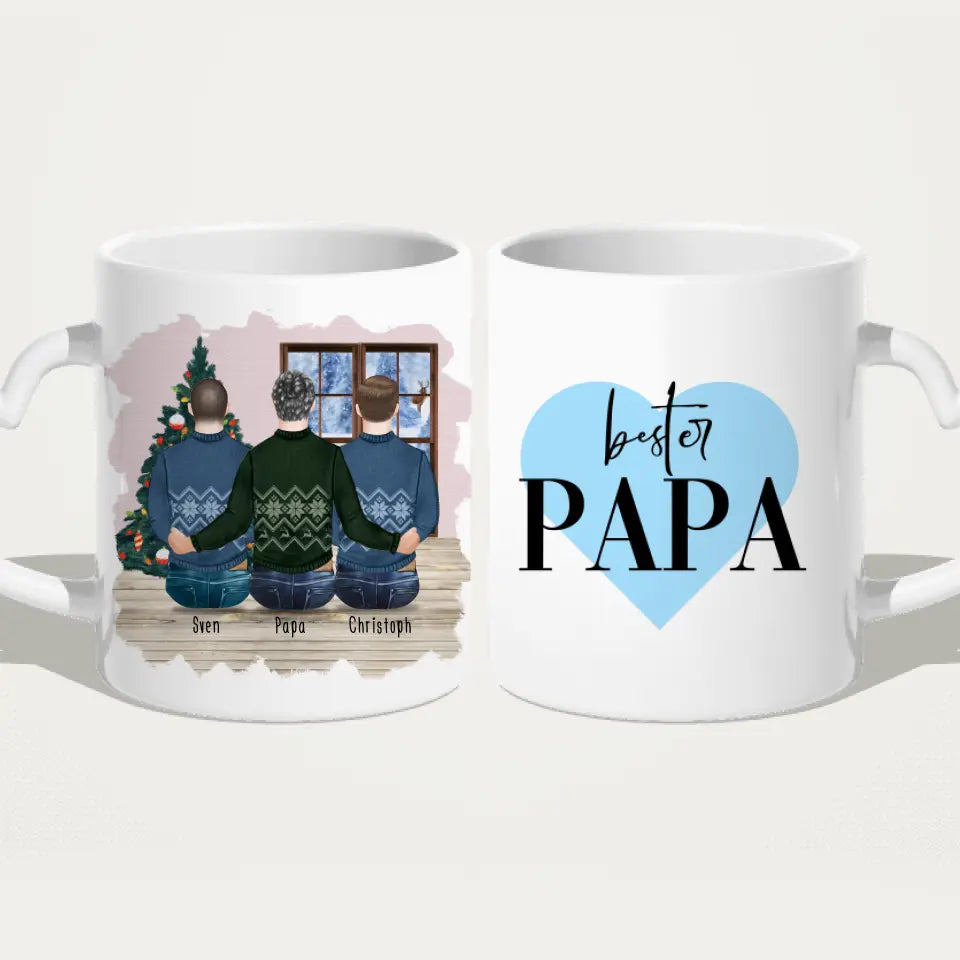 Personalisierte Tasse mit Vater/Sohn (2 Söhne) - Weihnachtstasse