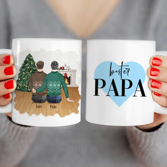 Personalisierte Tasse mit Vater/Sohn (1 Sohn) - Weihnachtstasse