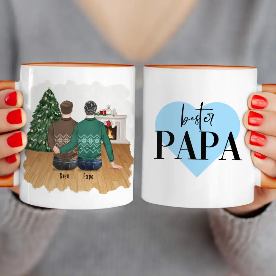 Personalisierte Tasse mit Vater/Sohn (1 Sohn) - Weihnachtstasse