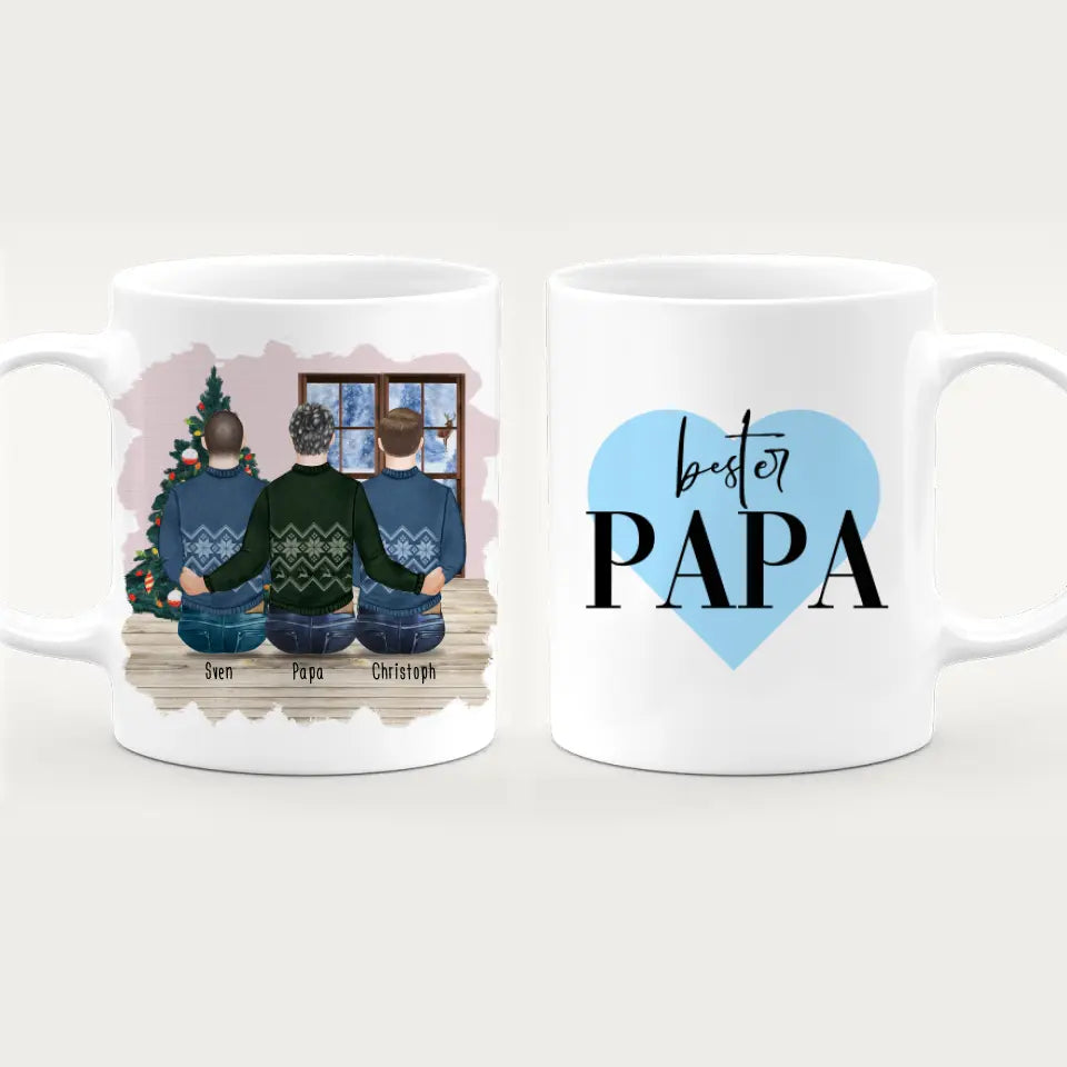 Personalisierte Tasse mit Vater/Sohn (2 Söhne) - Weihnachtstasse