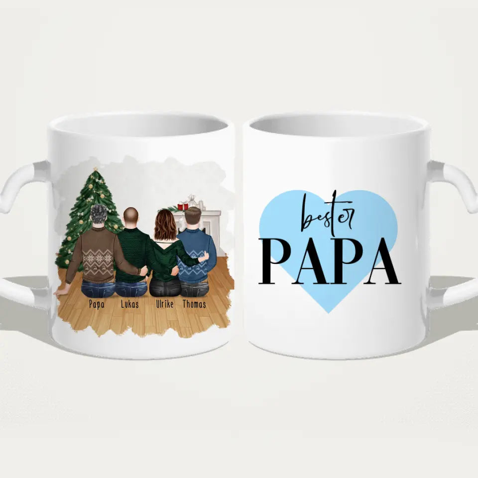 Personalisierte Tasse mit Vater/Tochter/Sohn (1 Tochter + 2 Söhne) - Weihnachtstasse