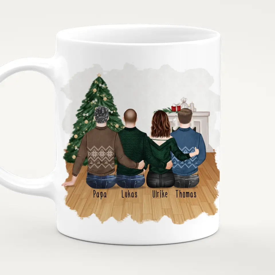 Personalisierte Tasse mit Vater/Tochter/Sohn (1 Tochter + 2 Söhne) - Weihnachtstasse
