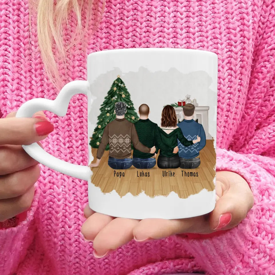 Personalisierte Tasse mit Vater/Tochter/Sohn (1 Tochter + 2 Söhne) - Weihnachtstasse