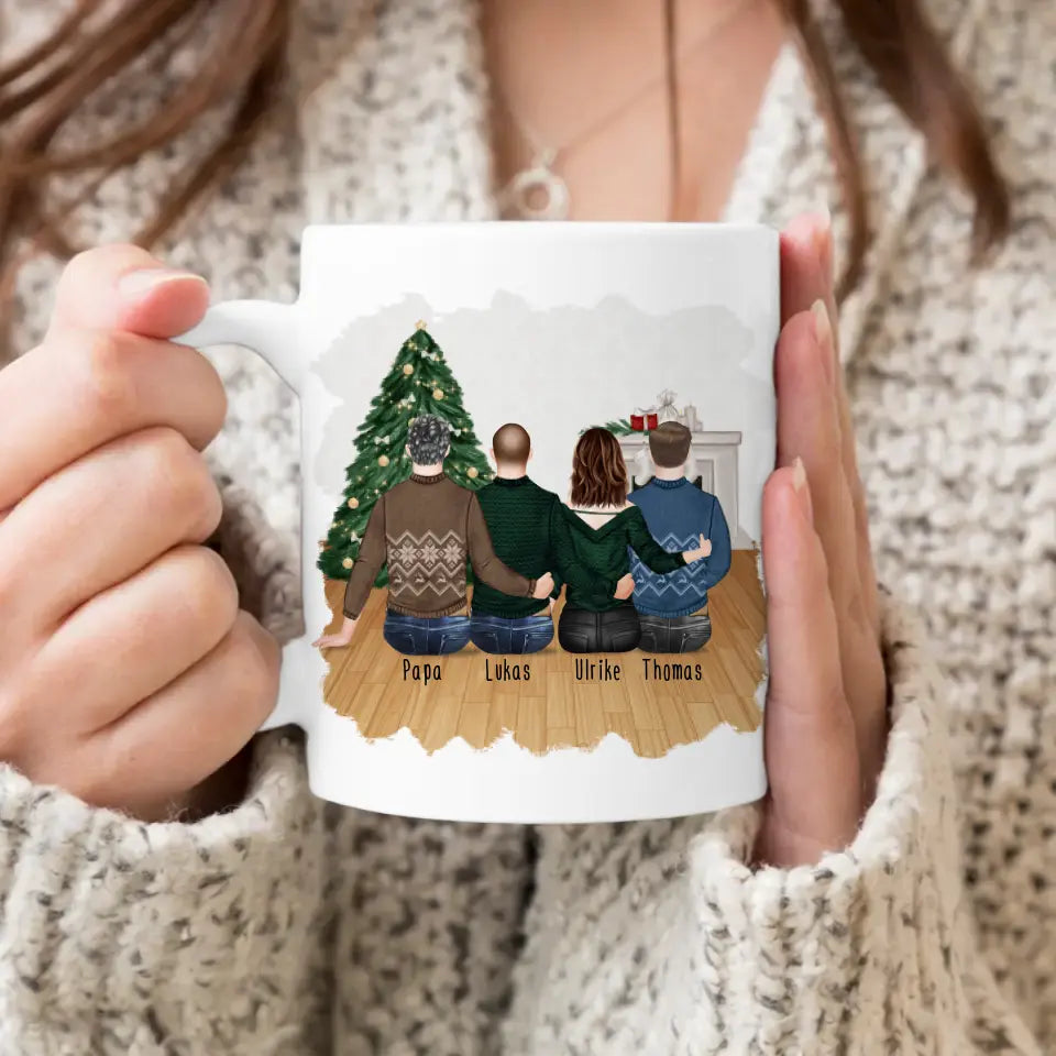 Personalisierte Tasse mit Vater/Tochter/Sohn (1 Tochter + 2 Söhne) - Weihnachtstasse