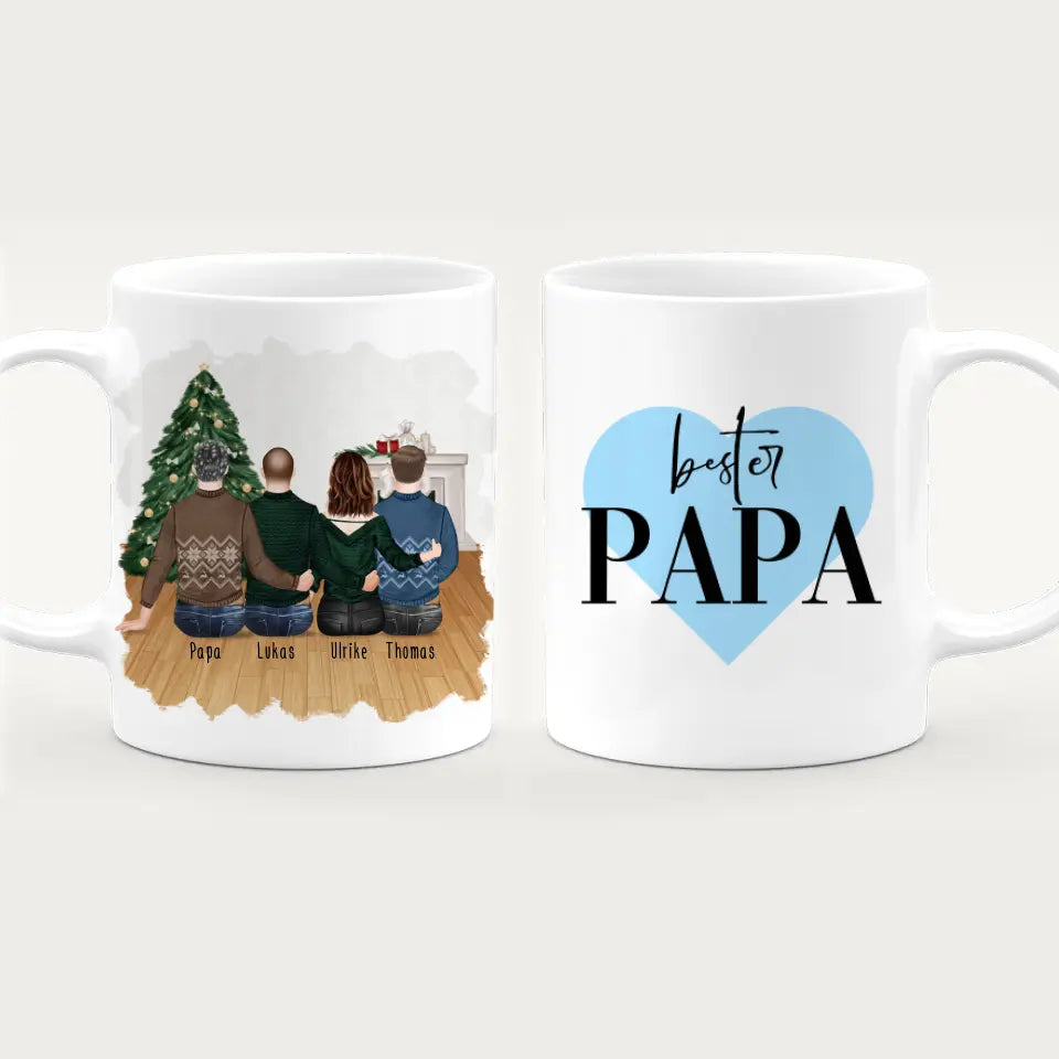 Personalisierte Tasse mit Vater/Tochter/Sohn (1 Tochter + 2 Söhne) - Weihnachtstasse