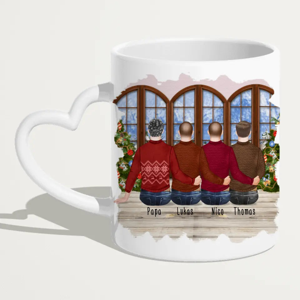 Personalisierte Tasse mit Vater/Sohn (3 Söhne) - Weihnachtstasse