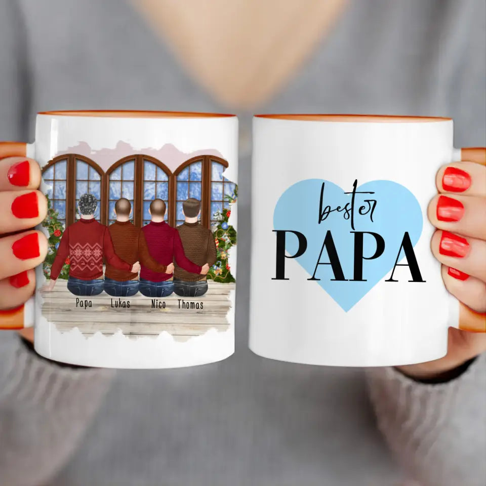 Personalisierte Tasse mit Vater/Sohn (3 Söhne) - Weihnachtstasse