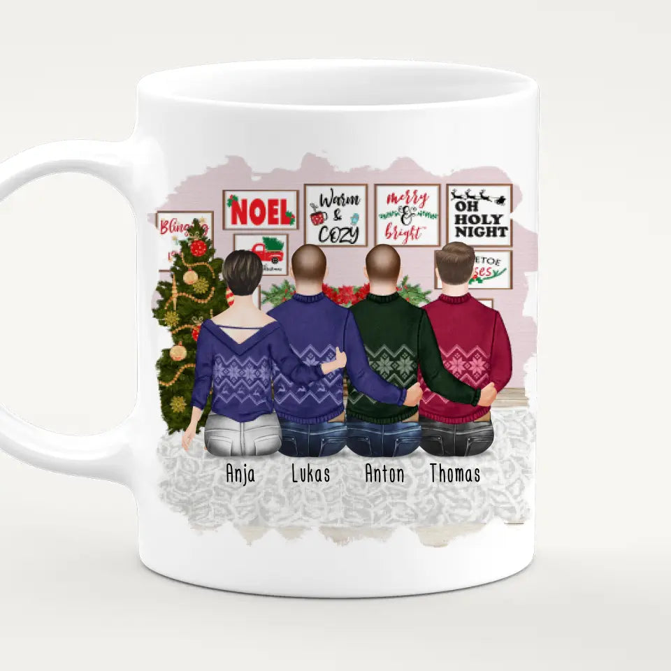 Personalisierte Tasse mit Mutter/Sohn (3 Söhne) - Weihnachtstasse