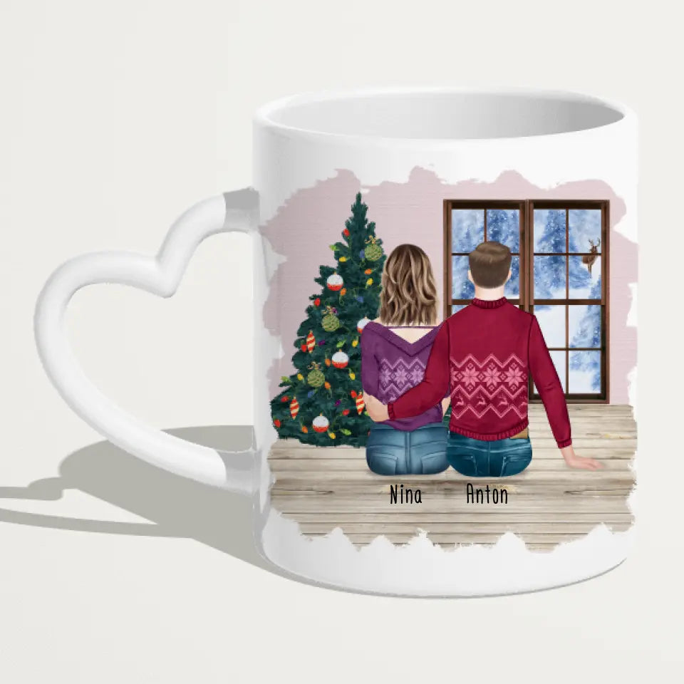 Personalisierte Tasse mit Bruder/Schwester (1 Schwester + 1 Bruder) - Weihnachtstasse