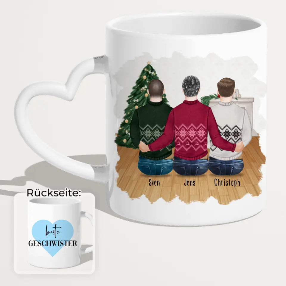 Personalisierte Tasse mit Bruder (3 Brüder) - Weihnachtstasse