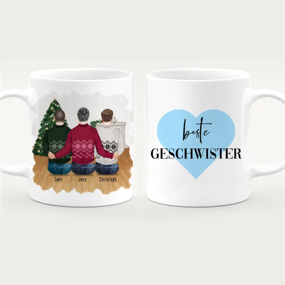Personalisierte Tasse mit Bruder (3 Brüder) - Weihnachtstasse