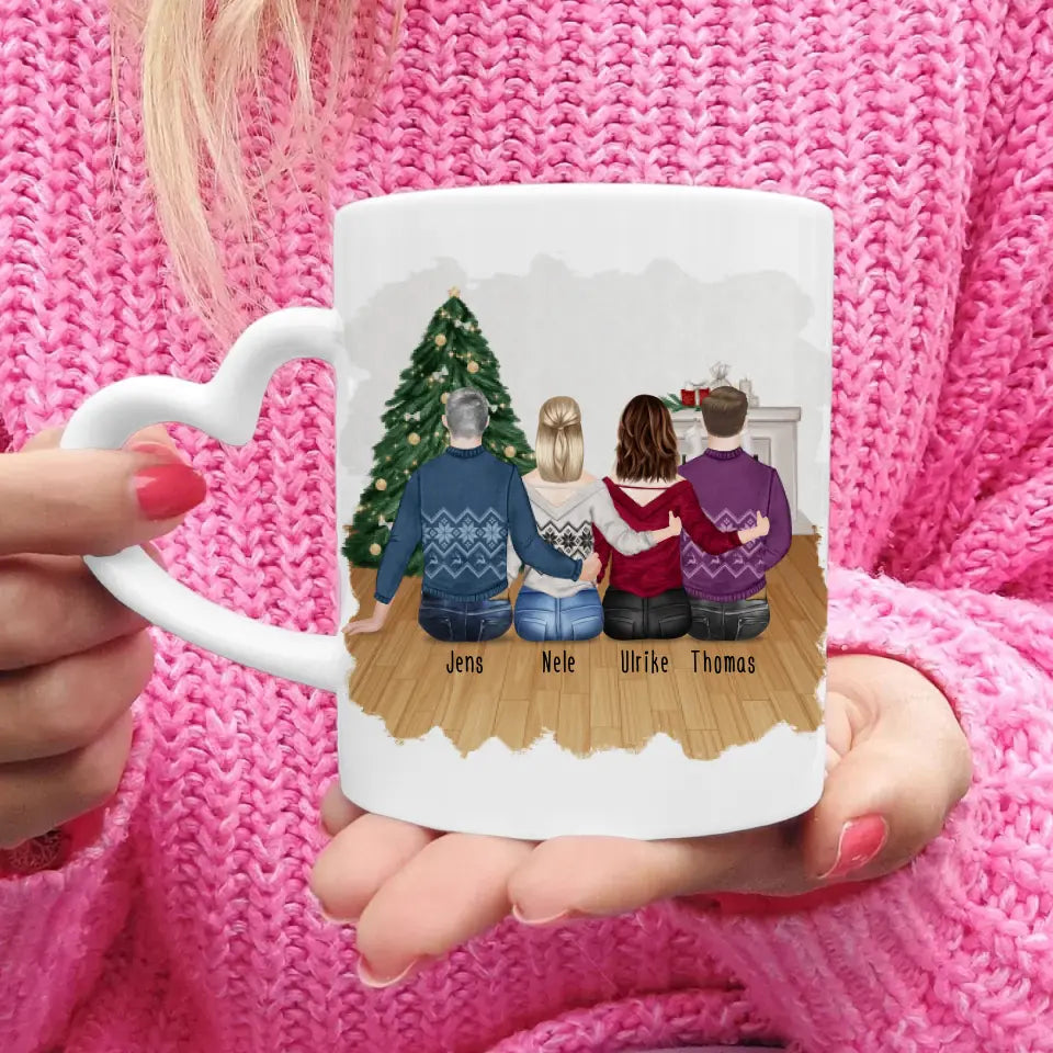 Personalisierte Tasse mit Bruder/Schwester (2 Schwestern + 2 Brüder) - Weihnachtstasse