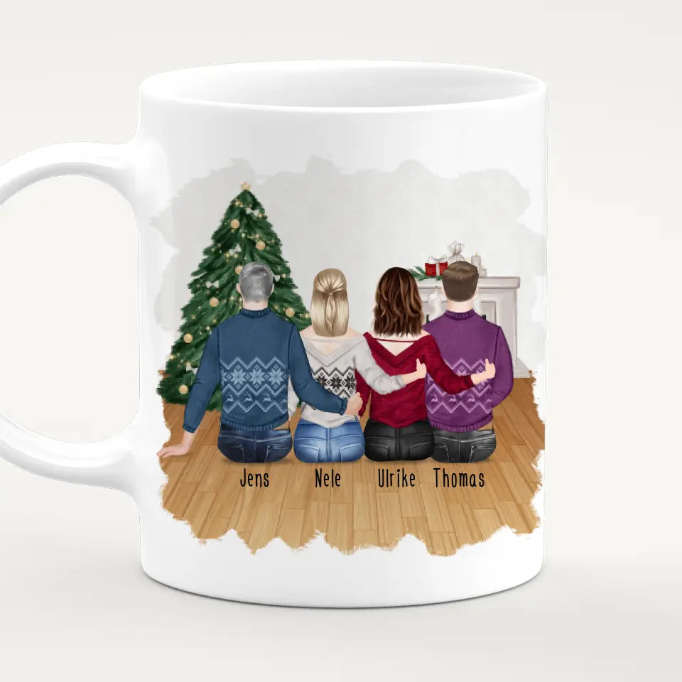 Personalisierte Tasse mit Bruder/Schwester (2 Schwestern + 2 Brüder) - Weihnachtstasse