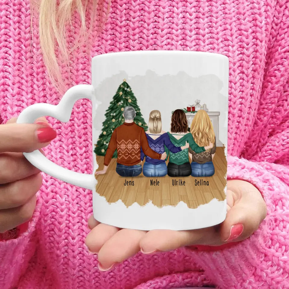 Personalisierte Tasse mit Bruder/Schwester (3 Schwestern + 1 Bruder) - Weihnachtstasse