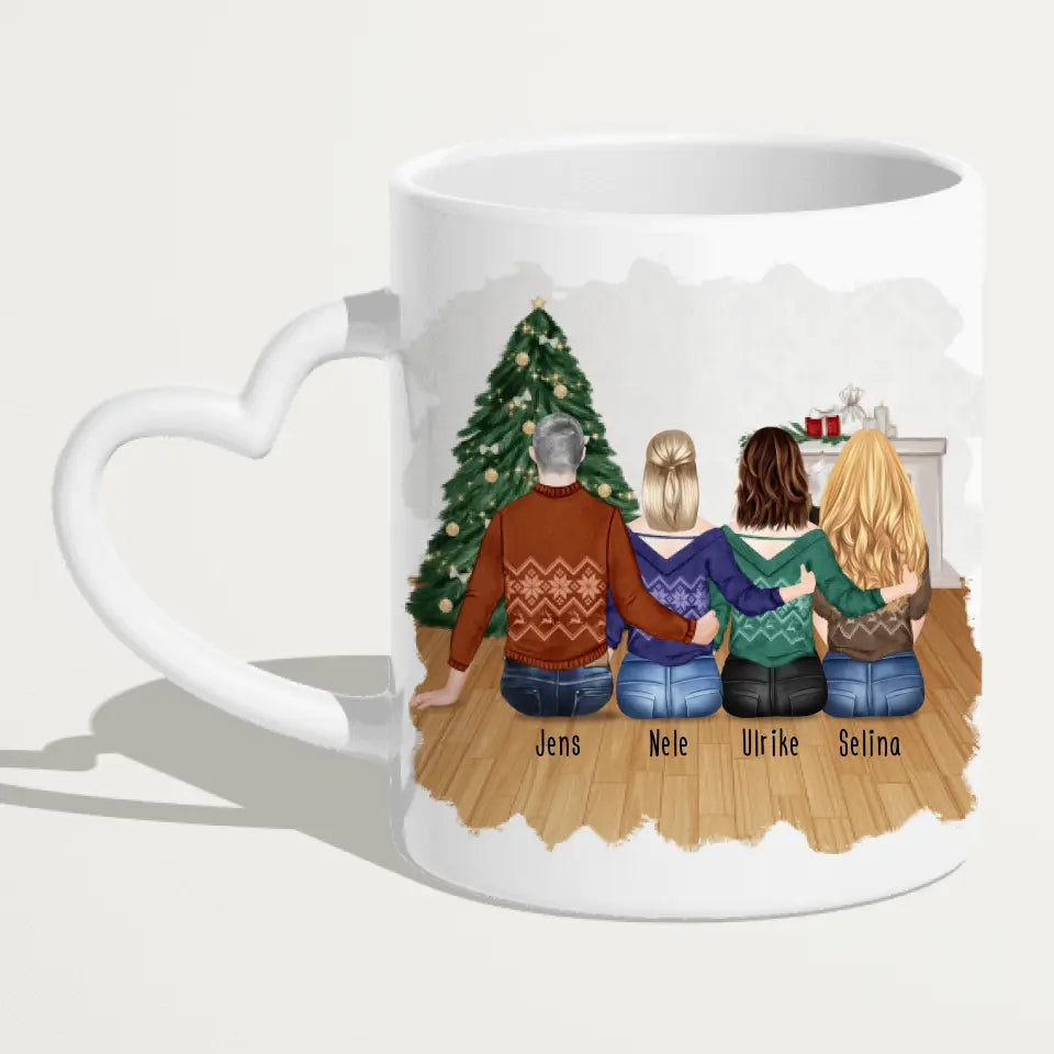 Personalisierte Tasse mit Bruder/Schwester (3 Schwestern + 1 Bruder) - Weihnachtstasse