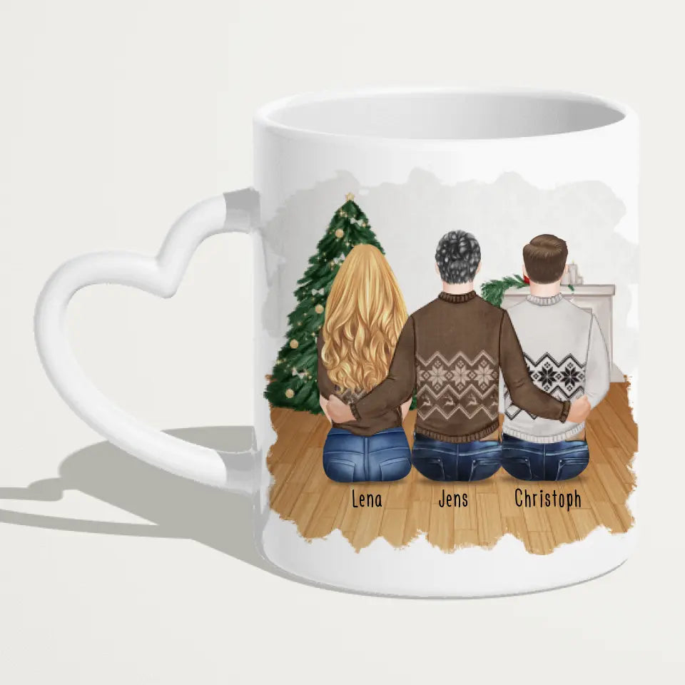 Personalisierte Tasse mit Bruder/Schwester (1 Schwester + 2 Brüder) - Weihnachtstasse