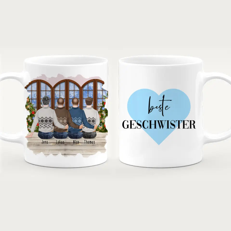 Personalisierte Tasse mit Bruder (4 Brüder) - Weihnachtstasse