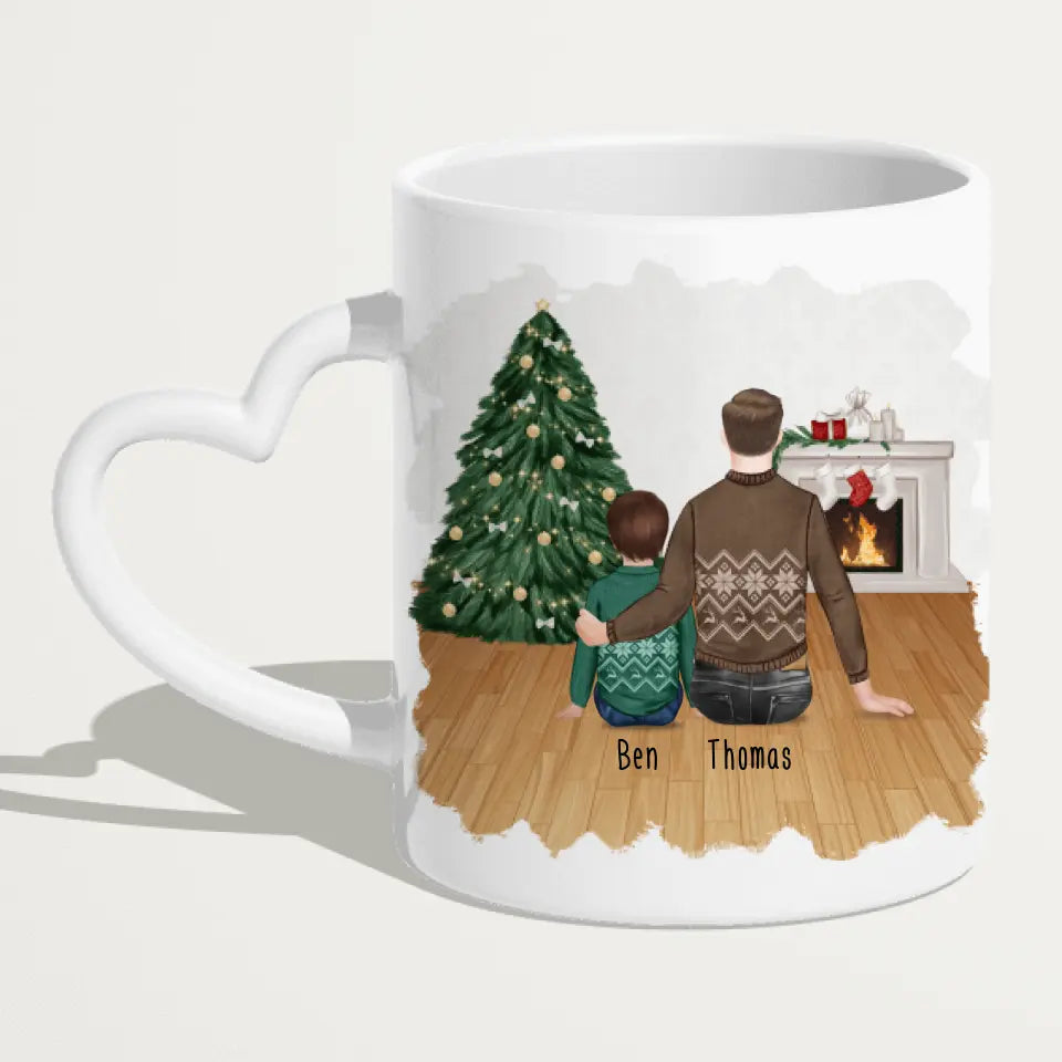 Personalisierte Tasse mit Vater/Kind (1 Kind/Baby) - Weihnachtstasse