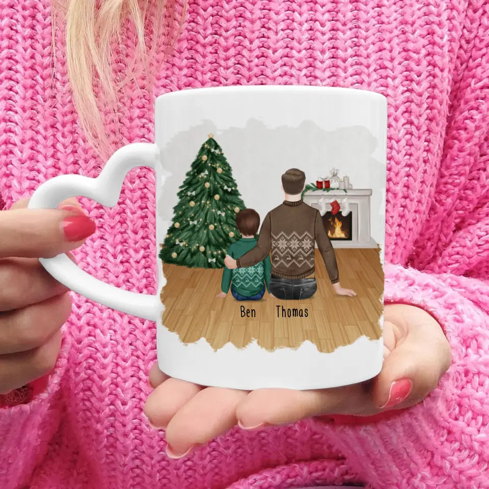 Personalisierte Tasse mit Vater/Kind (1 Kind/Baby) - Weihnachtstasse