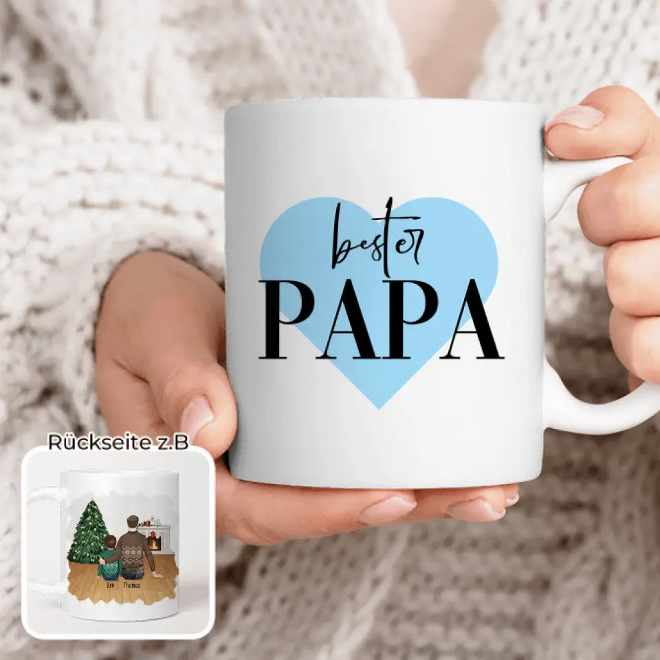 Personalisierte Tasse mit Vater/Kind (1 Kind/Baby) - Weihnachtstasse