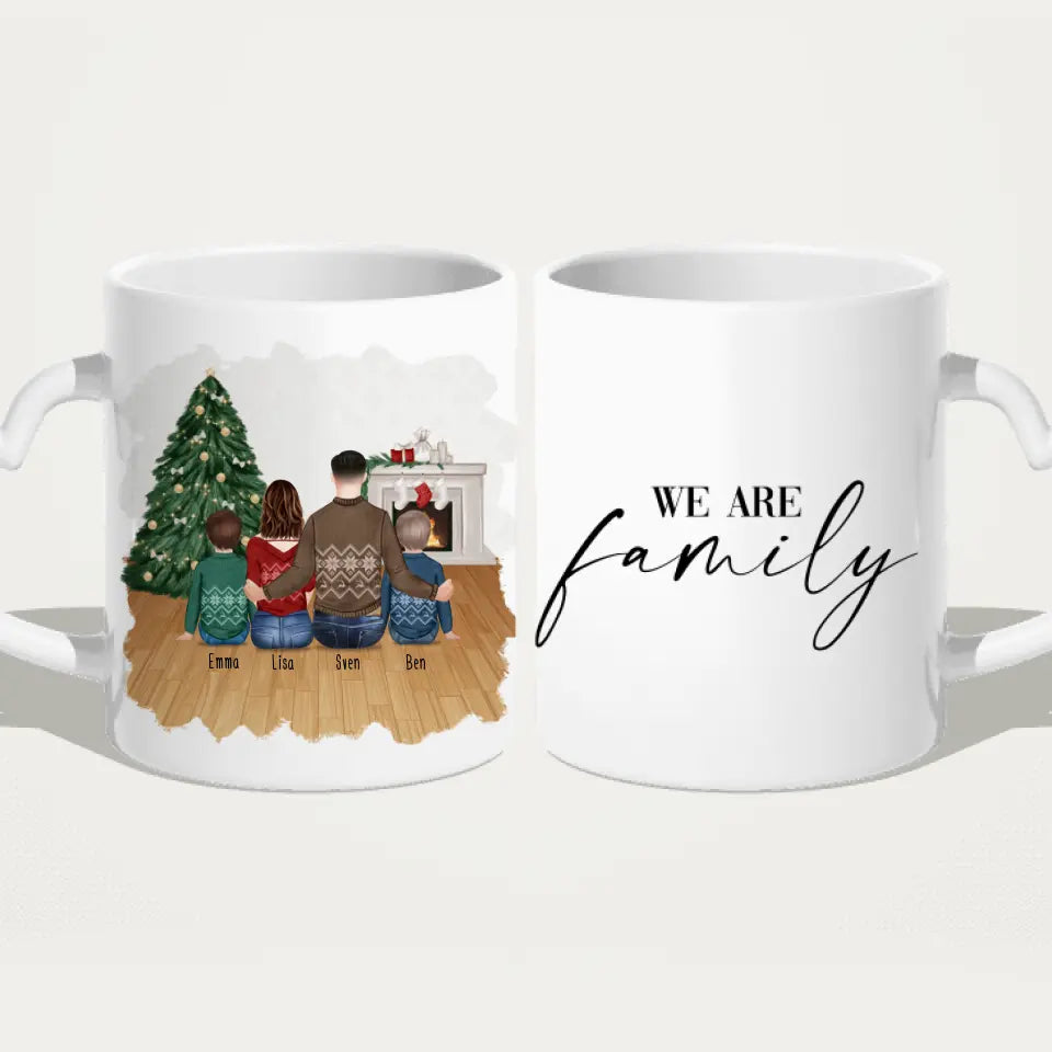 Personalisierte Tasse mit Vater (2 Kinder + 1 Teenangerin) - Weihnachtstasse