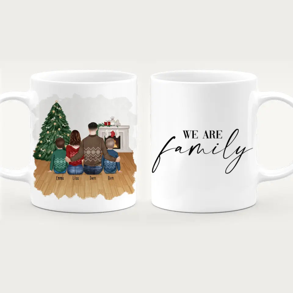 Personalisierte Tasse mit Vater (2 Kinder + 1 Teenangerin) - Weihnachtstasse