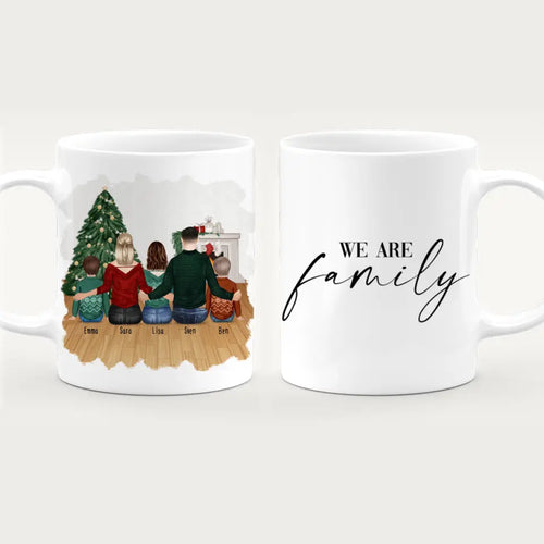 Personalisierte Tasse mit Familie (2 Kinder + 1 Teenanger) - Weihnachtstasse