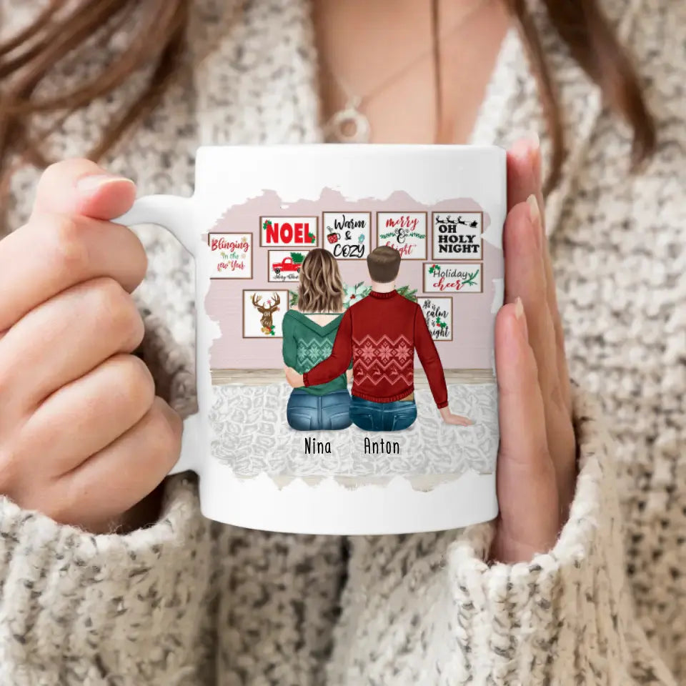 Personalisierte Tasse - Beste Freunde (1 Frau + 1 Mann) - Weihnachtstasse