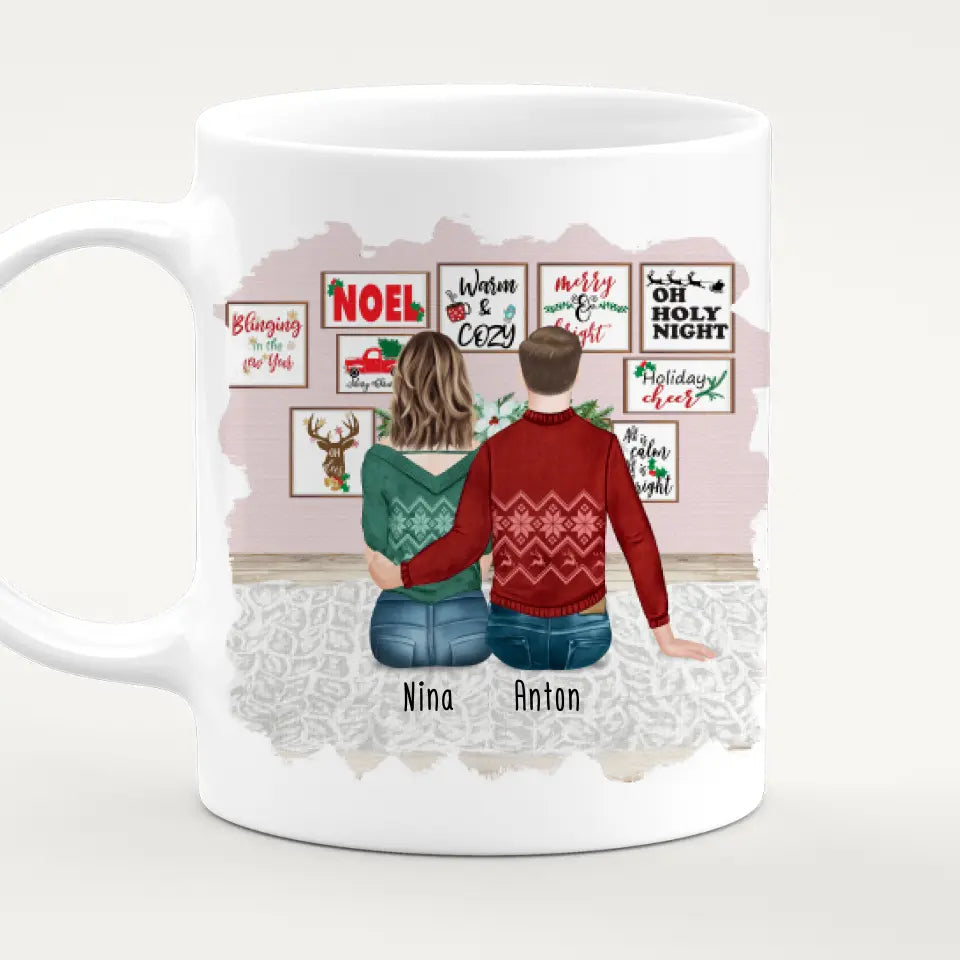 Personalisierte Tasse - Beste Freunde (1 Frau + 1 Mann) - Weihnachtstasse