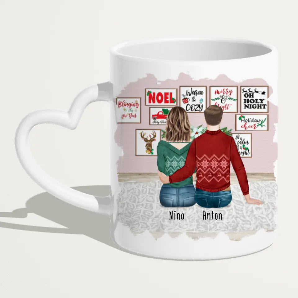 Personalisierte Tasse - Beste Freunde (1 Frau + 1 Mann) - Weihnachtstasse