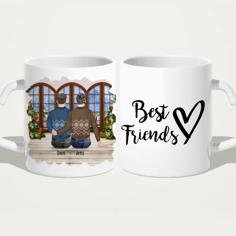 Personalisierte Tasse - Beste Freunde (2 Männer) - Weihnachtstasse