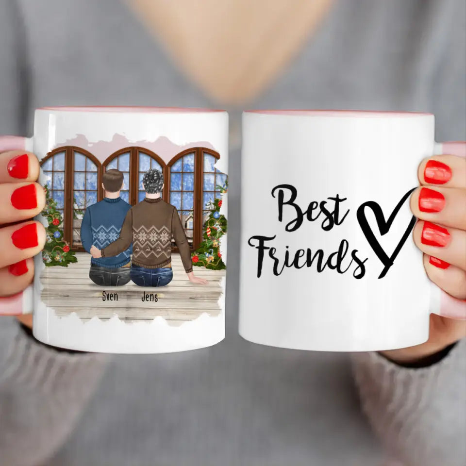 Personalisierte Tasse - Beste Freunde (2 Männer) - Weihnachtstasse