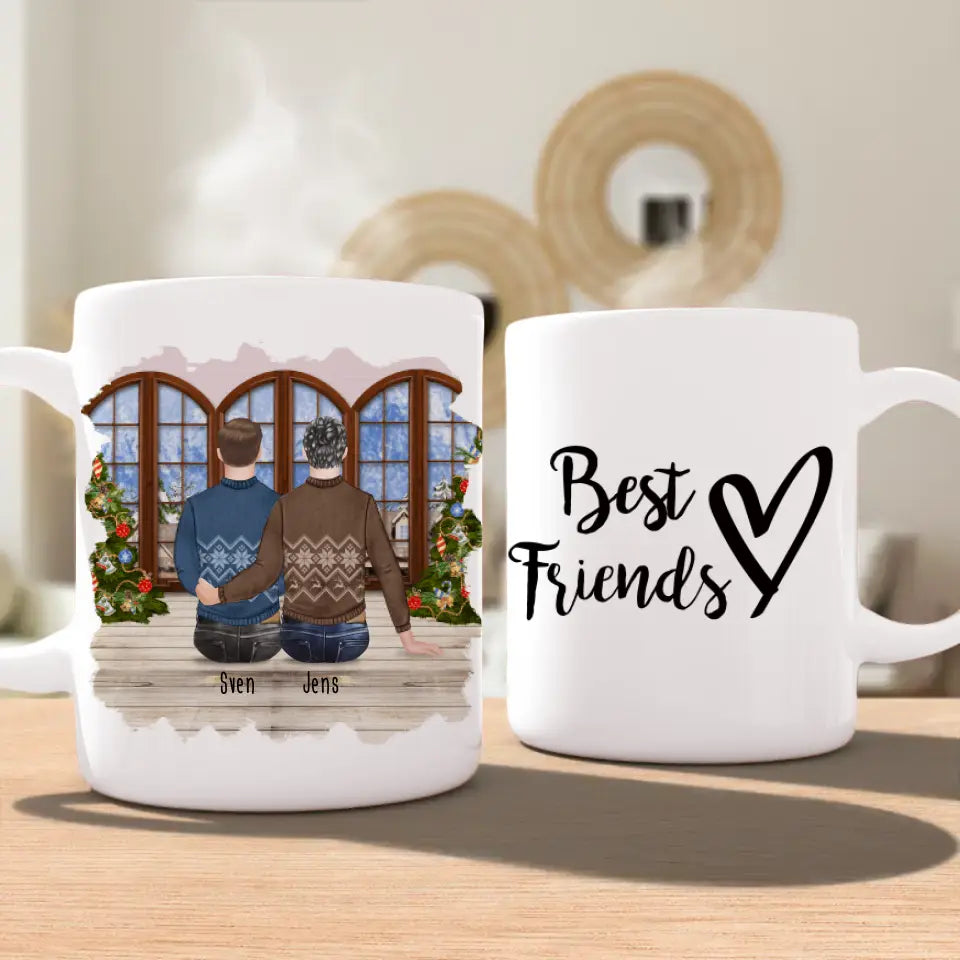 Personalisierte Tasse - Beste Freunde (2 Männer) - Weihnachtstasse