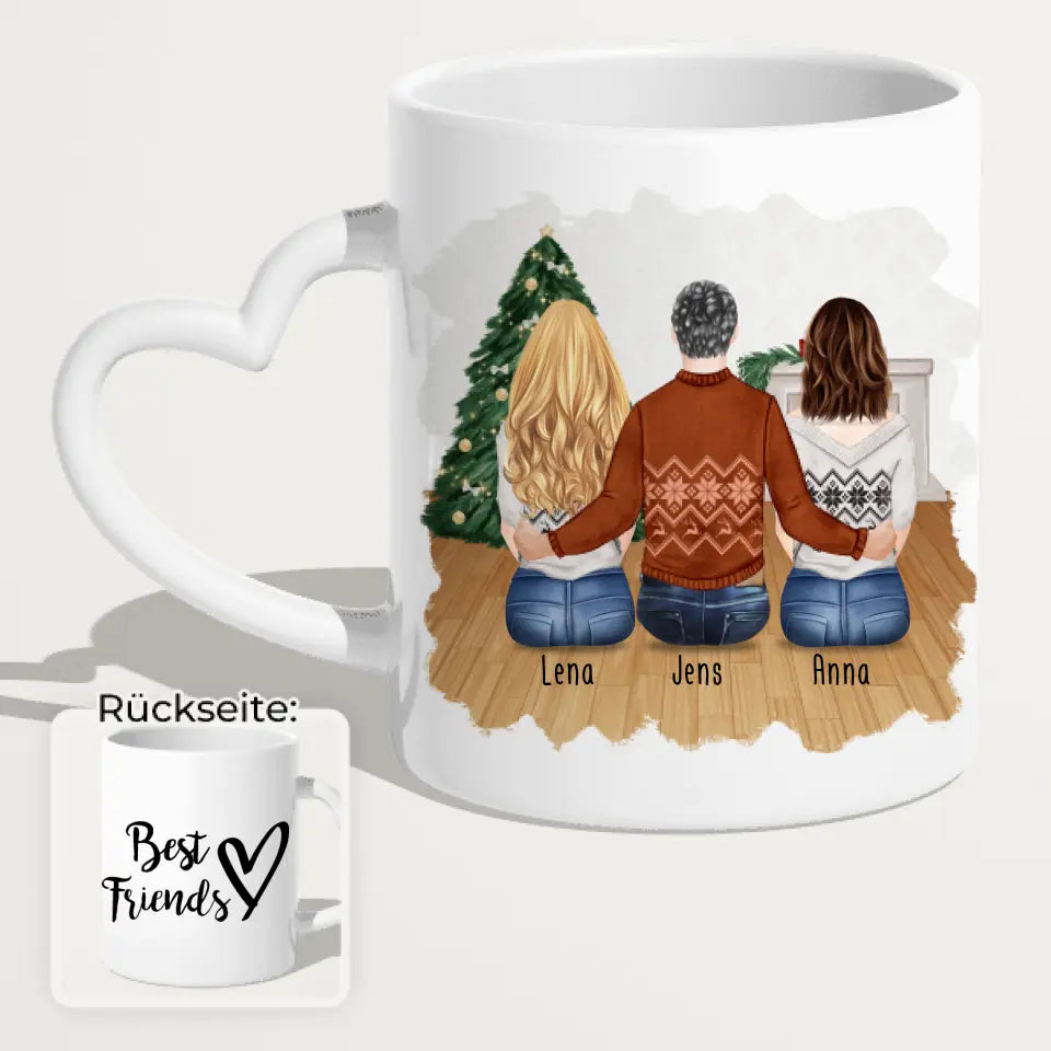 Personalisierte Tasse - Beste Freunde (2 Frauen + 1 Mann) - Weihnachtstasse