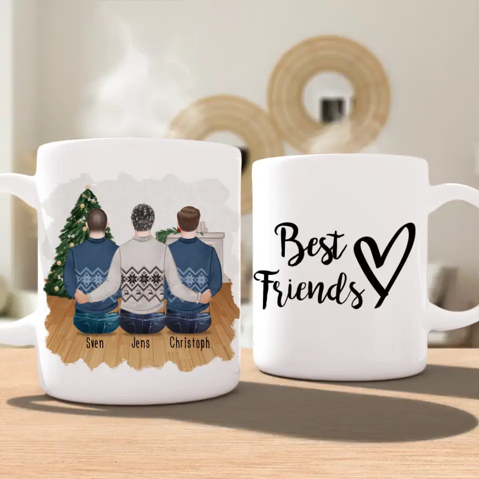 Personalisierte Tasse - Beste Freunde (3 Männer) - Weihnachtstasse