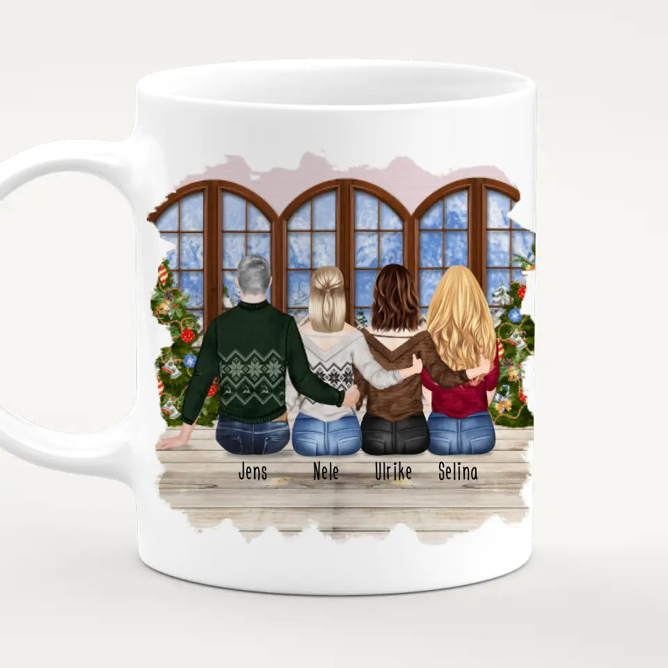 Personalisierte Tasse - Beste Freunde (3 Frauen + 1 Mann) - Weihnachtstasse