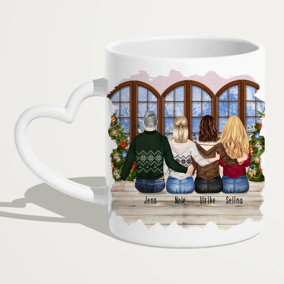 Personalisierte Tasse - Beste Freunde (3 Frauen + 1 Mann) - Weihnachtstasse