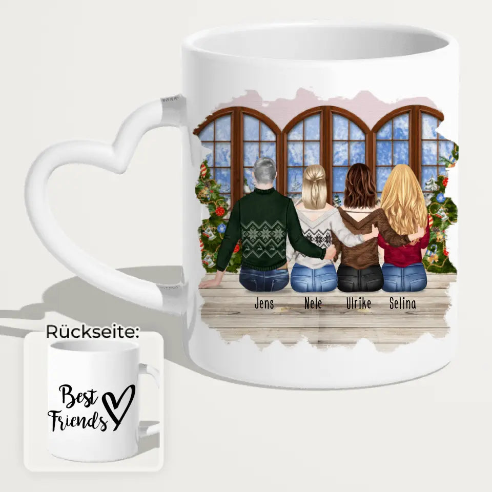 Personalisierte Tasse - Beste Freunde (3 Frauen + 1 Mann) - Weihnachtstasse