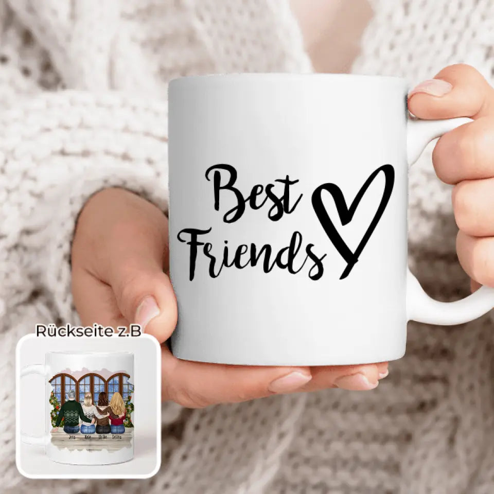 Personalisierte Tasse - Beste Freunde (3 Frauen + 1 Mann) - Weihnachtstasse