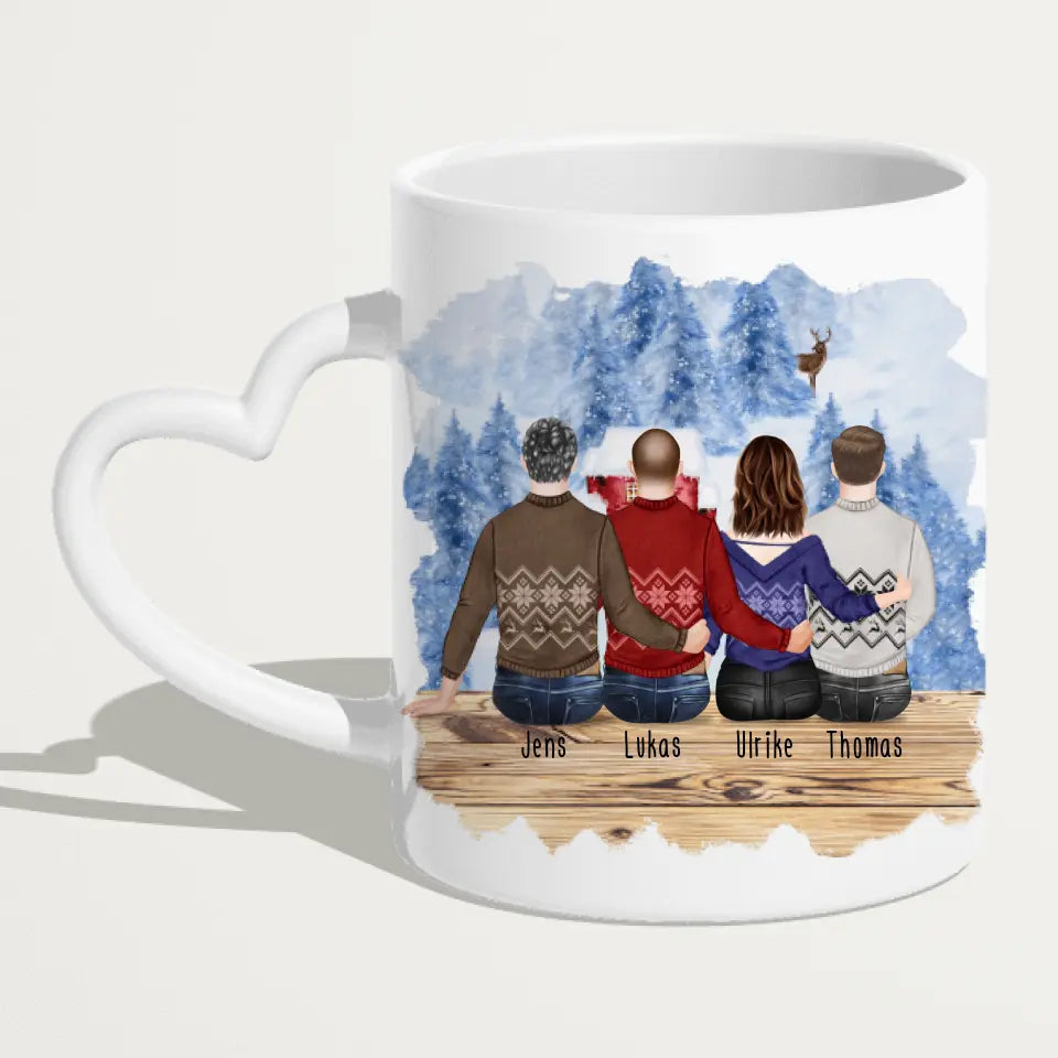 Personalisierte Tasse - Beste Freunde (1 Frau + 3 Männer) - Weihnachtstasse