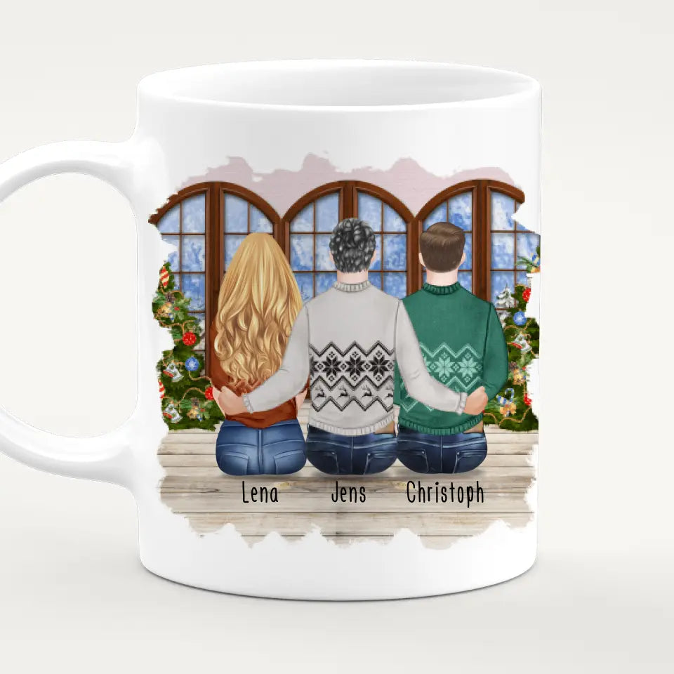 Personalisierte Tasse - Beste Freunde (1 Frau + 2 Männer) - Weihnachtstasse