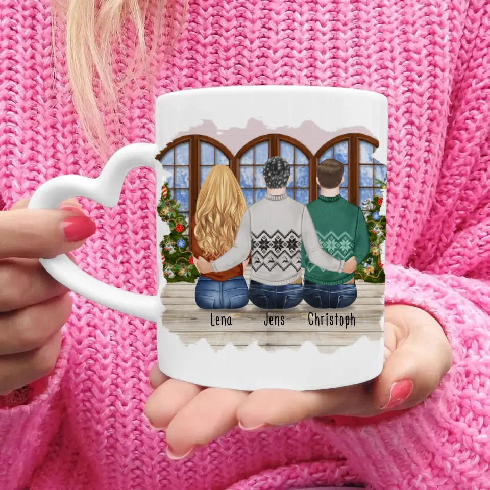 Personalisierte Tasse - Beste Freunde (1 Frau + 2 Männer) - Weihnachtstasse