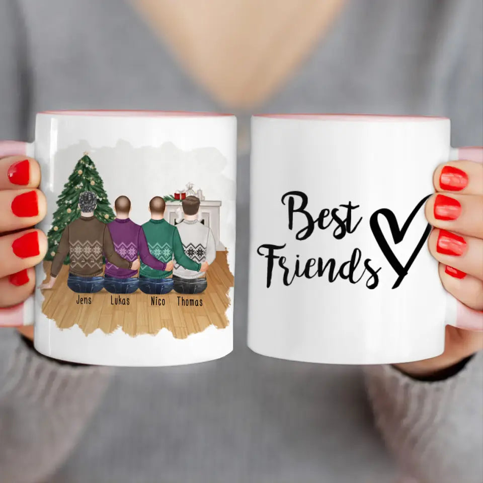 Personalisierte Tasse - Beste Freunde (4 Männer) - Weihnachtstasse