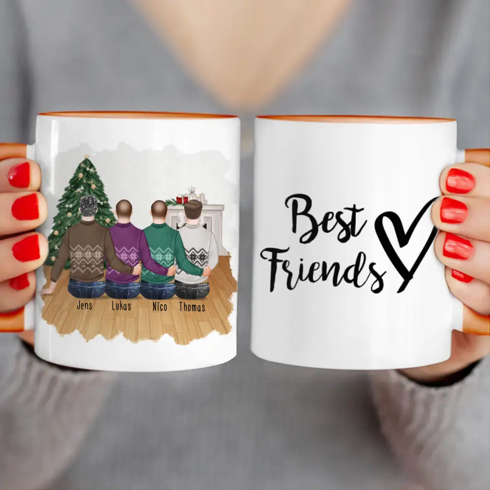 Personalisierte Tasse - Beste Freunde (4 Männer) - Weihnachtstasse