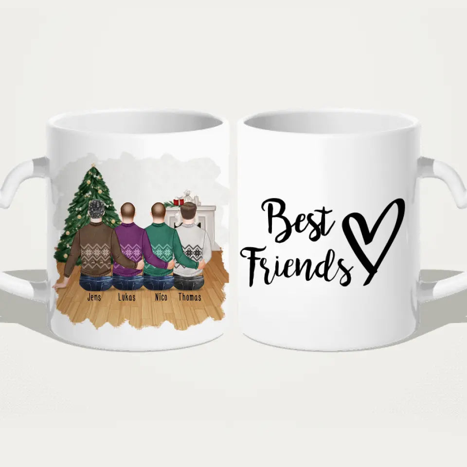 Personalisierte Tasse - Beste Freunde (4 Männer) - Weihnachtstasse