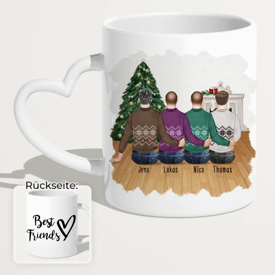 Personalisierte Tasse - Beste Freunde (4 Männer) - Weihnachtstasse